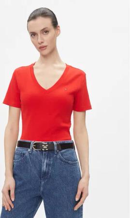 Tommy Hilfiger T-Shirt New Cody WW0WW40584 Rot Slim Fit
