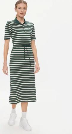Tommy Hilfiger Kleid für den Alltag Reg Breton Midi Polo Dress Ss WW0WW42030 Grün Regular Fit