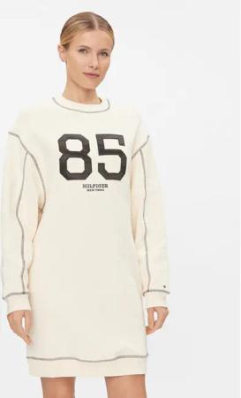 Tommy Hilfiger Strickkleid Varsity 85 WW0WW40614 Beige Relaxed Fit