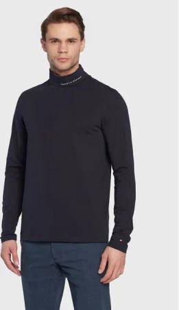 Tommy Hilfiger Rollkragenpullover Logo MW0MW28787 Dunkelblau Slim Fit
