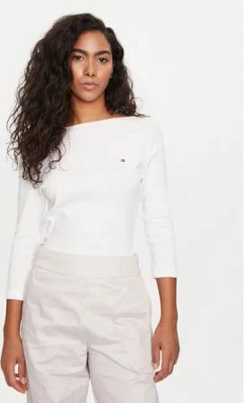 Tommy Hilfiger Bluse New Cody WW0WW40589 Écru Slim Fit