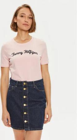Tommy Hilfiger T-Shirt Script WW0WW42589 Rosa Regular Fit