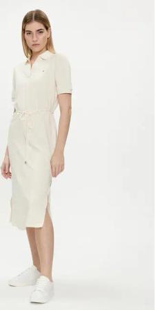 Tommy Hilfiger Kleid für den Alltag WW0WW41278 Écru Regular Fit