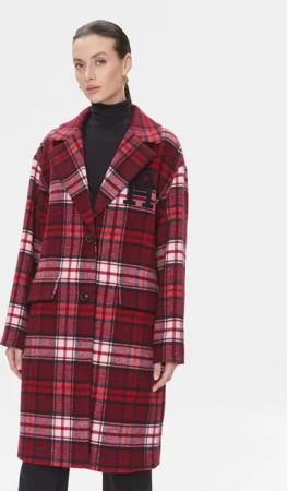 Tommy Hilfiger Wollmantel Imd Tartan WW0WW39761 Rot Relaxed Fit