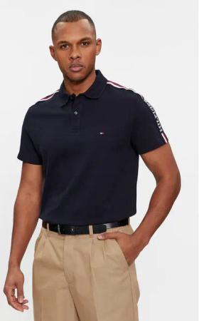 Tommy Hilfiger Poloshirt Global Stripe Monotype Reg Polo MW0MW33591 Dunkelblau Regular Fit