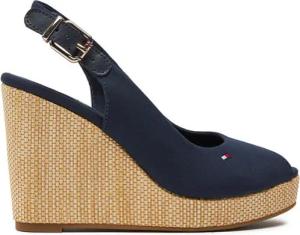 Tommy Hilfiger Sandalen Iconic Elena Sling Back Wedge FW0FW04789 Dunkelblau
