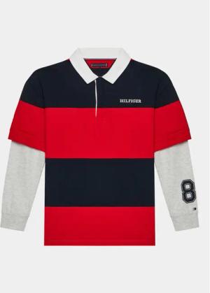 Tommy Hilfiger Sweatshirt Rugby Stripe Polo L/S KB0KB08736 Rot Regular Fit
