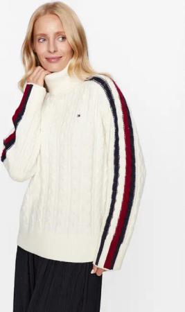 Tommy Hilfiger Rollkragenpullover WW0WW40831 Écru Regular Fit