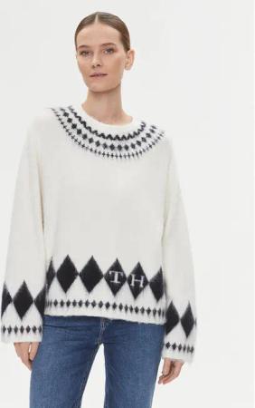 Tommy Hilfiger Pullover Fairisle WW0WW40089 Écru Oversize