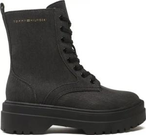Tommy Hilfiger Schnürstiefeletten Feminine Essential Canvas FW0FW07357 Schwarz