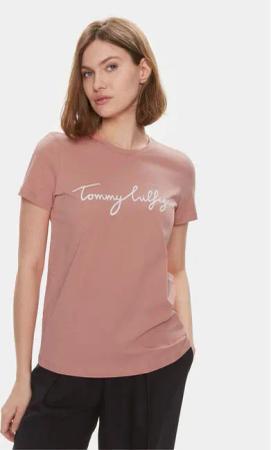 Tommy Hilfiger T-Shirt Signature WW0WW41674 Rosa Regular Fit