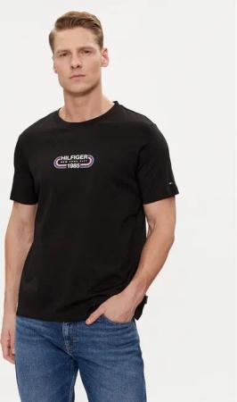 Tommy Hilfiger T-Shirt Track Graphic MW0MW34429 Schwarz Regular Fit