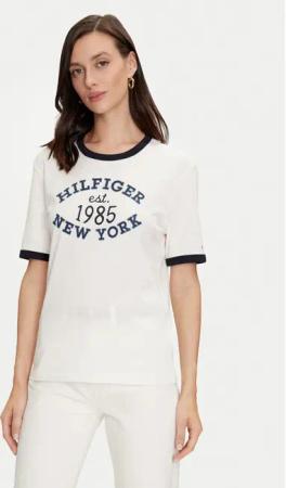 Tommy Hilfiger T-Shirt Varsity Ringer WW0WW42585 Weiß Regular Fit