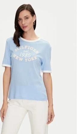 Tommy Hilfiger T-Shirt Varsity Ringer WW0WW42585 Blau Regular Fit