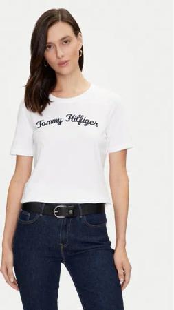Tommy Hilfiger T-Shirt Script WW0WW42589 Weiß Regular Fit