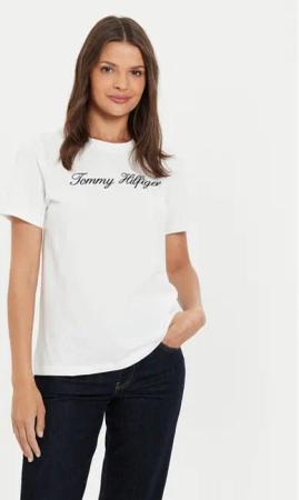 Tommy Hilfiger T-Shirt Script WW0WW43459 Écru Regular Fit