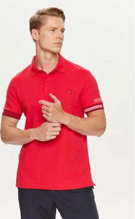 Tommy Hilfiger Poloshirt Flag MW0MW34780 Rot Slim Fit