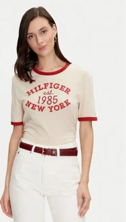 Tommy Hilfiger T-Shirt Varsity Ringer WW0WW42585 Beige Regular Fit