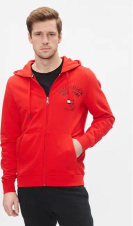 Tommy Hilfiger Sweatshirt Wcc Arched Varsity Zip Thru MW0MW33644 Rot Regular Fit