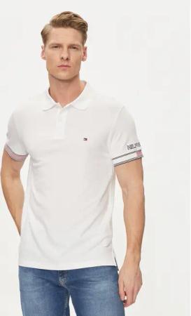 Tommy Hilfiger Poloshirt Flag MW0MW34780 Weiß Slim Fit