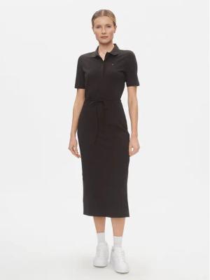 Tommy Hilfiger Kleid für den Alltag Reg Breton Midi Polo Dress Ss WW0WW42030 Schwarz Regular Fit
