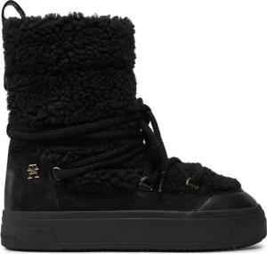 Tommy Hilfiger Schneeschuhe Lace-Up Faux Shearling Snowboot FW0FW08252 Schwarz