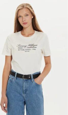 Tommy Hilfiger T-Shirt Script Graphic WW0WW43502 Écru Regular Fit