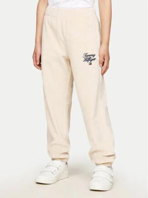 Tommy Hilfiger Jogginghose Script Velour KG0KG08221 Beige Regular Fit