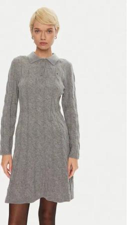 Tommy Hilfiger Strickkleid WW0WW43085 Grau Regular Fit