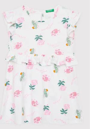 United Colors Of Benetton Sommerkleid 3HD3GV005 Weiß Regular Fit