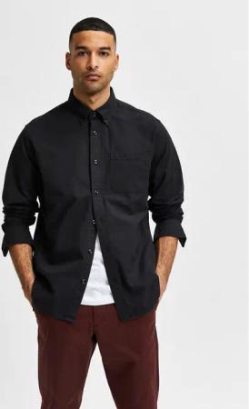 Selected Homme Hemd Rick 16077359 Schwarz Regular Fit