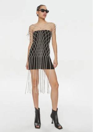 Marella Mesh-Kleid mit Glitzerdetails Idina 2413741012 Goldfarben Regular Fit