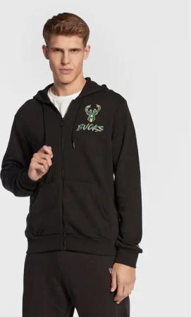 New Era Sweatshirt Milwaukee Bucks NBA Script 60284687 Schwarz Regular Fit