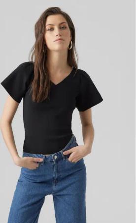 Vero Moda Bluse Ginny 10278323 Schwarz Slim Fit