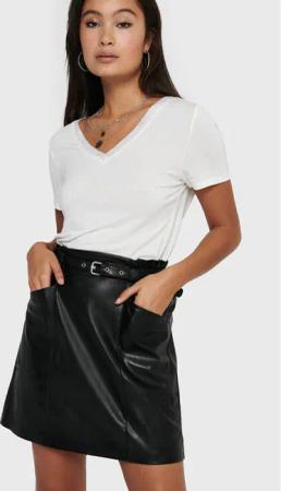 ONLY Rock aus Kunstleder Heidi 15229099 Schwarz Regular Fit