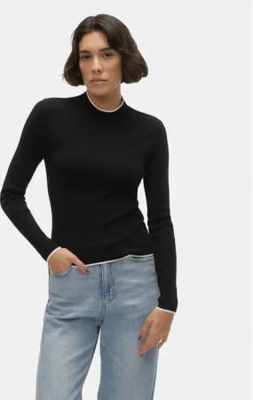 Vero Moda Pullover Flouncy 10299604 Schwarz Slim Fit