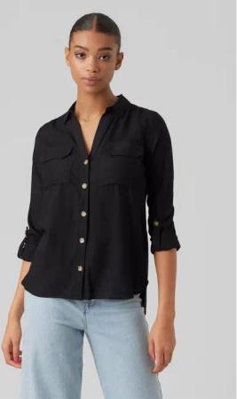 Vero Moda Hemd Bumpy 10275283 Schwarz Regular Fit