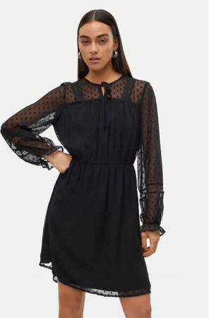 Vero Moda Kleid für den Alltag Leah 10314693 Schwarz Regular Fit