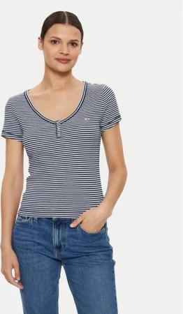 Tommy Jeans T-Shirt Henley DW0DW18429 Dunkelblau Slim Fit