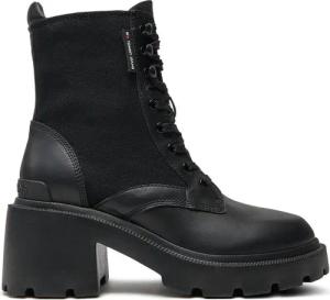 Tommy Jeans Stiefeletten Tjw Mid Heel Boot Mix Media EN0EN02556 Schwarz