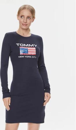Tommy Jeans Kleid für den Alltag DW0DW15889 Dunkelblau Slim Fit