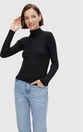 Pieces Rollkragenpullover Crista 17115049 Schwarz Slim Fit