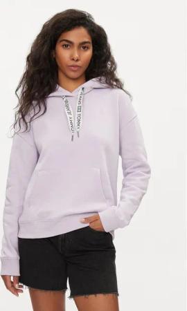 Tommy Jeans Sweatshirt Logo Drawcord DW0DW17794 Violett Boxy Fit