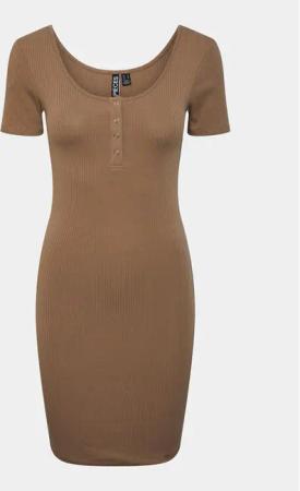 Pieces Kleid für den Alltag Kitte 17146324 Braun Slim Fit