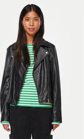 Pieces Lederjacke Susse 17106570 Schwarz Regular Fit