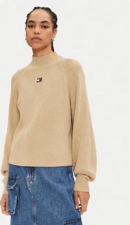 Tommy Jeans Rollkragenpullover Badge DW0DW19912 Beige Relaxed Fit
