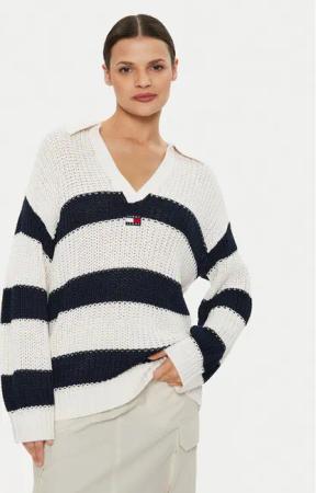 Tommy Jeans Pullover Rugby DW0DW18523 Écru Relaxed Fit