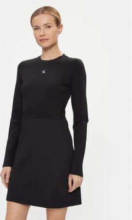 Calvin Klein Jeans Kleid für den Alltag Milano Spacer Mix Outfit Dress J20J222528 Schwarz Regular Fit