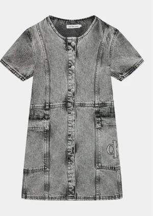 Calvin Klein Jeans Jeanskleid IG0IG02284 Grau Regular Fit