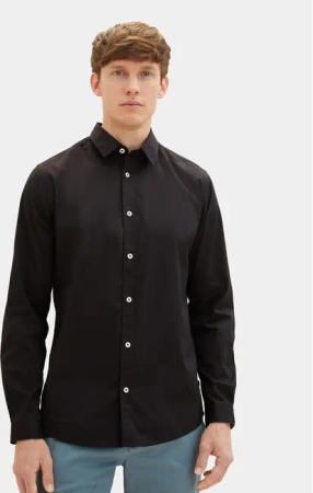Tom Tailor Hemd 1037435 Schwarz Regular Fit